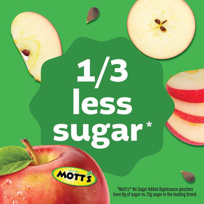 Mott's No Sugar Added Applesauce, 3.9 Ounce Cups, 18 Count