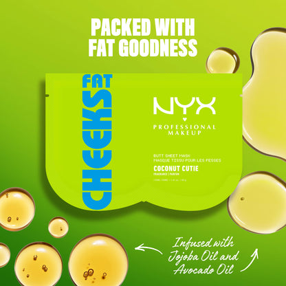 NYX Professional Makeup Fat Oil Fat Cheeks Butt Mask, Coconut Cutie, 1.36 fl oz