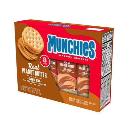 (3 pack) Munchies Real Peanut Butter Baked Golden Toast Sandwich Crackers, 11.36 oz