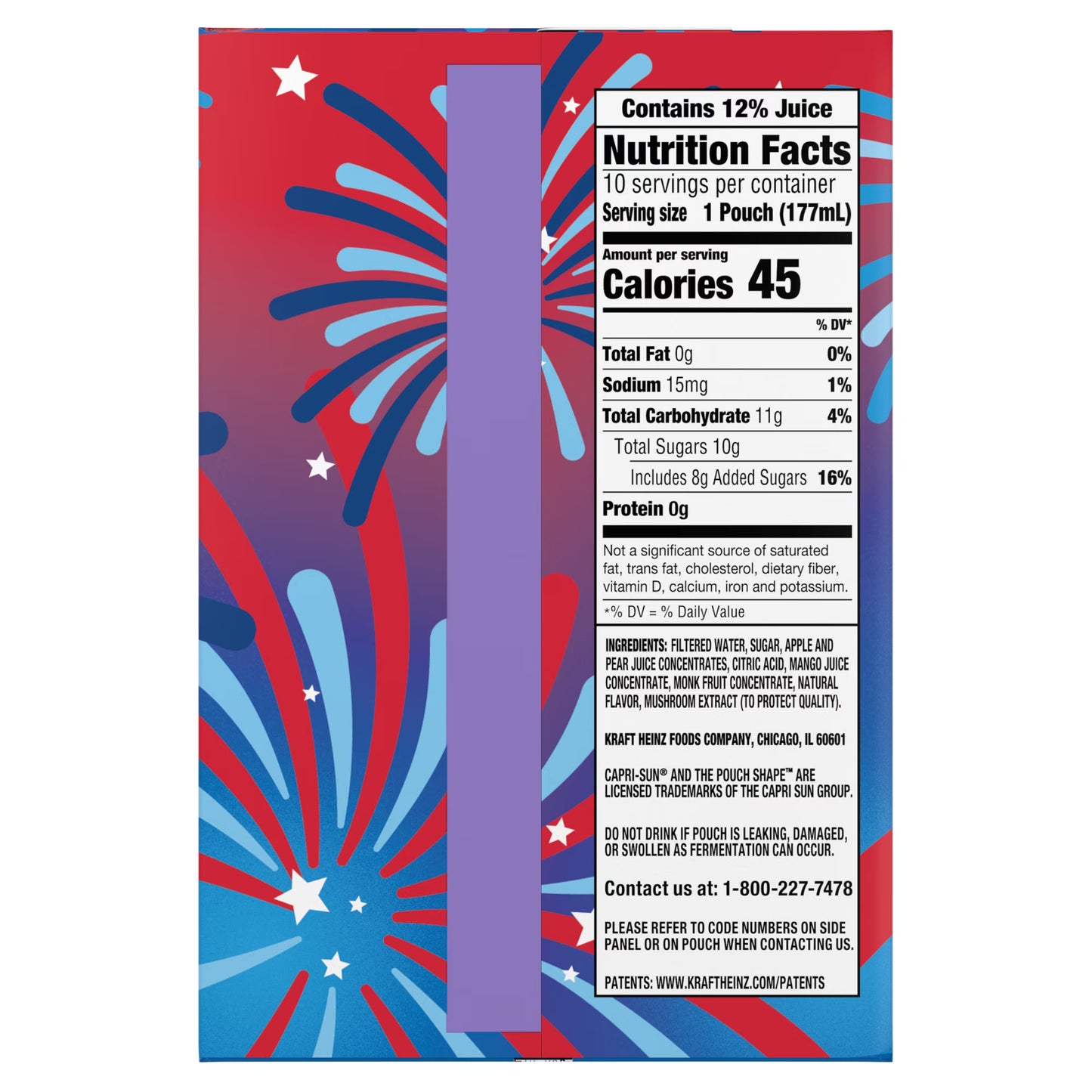 Capri Sun Summer Blast Passion Fruit Mango flavored Juice Drink Blend, from concentrate with other natural flavor, 10 Count Box, 6 fl oz Pouches