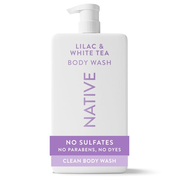 Native Body Wash for Women & Men, Sulfate Free, Lilac & White Tea, 36 fl oz