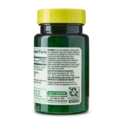 Spring Valley Biotin Dietary Supplement Softgels for Hair/Skin/Nails Health, 1,000 mcg, 150 Count