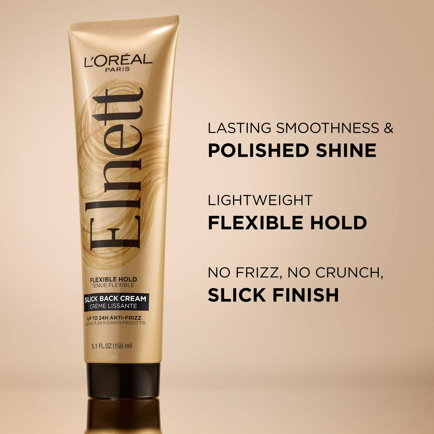 L'Oreal Paris Elnett Anti-Frizz Slick Back Styling Cream for Flexible Hold, 5.1 fl oz