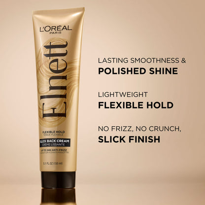 L'Oreal Paris Elnett Anti-Frizz Slick Back Styling Cream for Flexible Hold, 5.1 fl oz