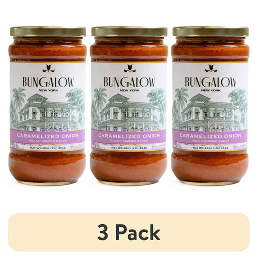 (3 pack) Bungalow Foods Caramelized Onion Indian Simmering Sauce, 16oz