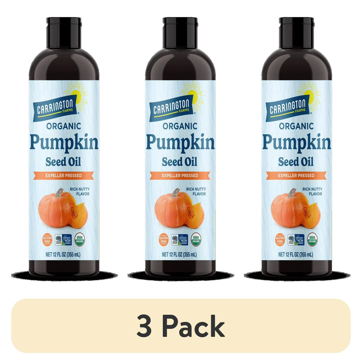 (3 pack) Carrington Farms Organic Pumpkin Seed Oil,12 fl oz