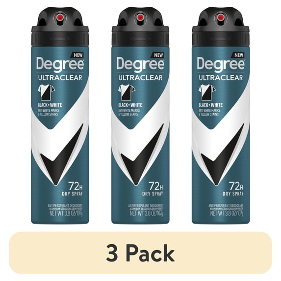 (3 pack) Degree Men Antiperspirant Deodorant Dry Spray 72 Hour Sweat & Odor Protection Black+White, 3.8 oz