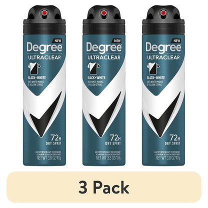 (3 pack) Degree Men Antiperspirant Deodorant Dry Spray 72 Hour Sweat & Odor Protection Black+White, 3.8 oz