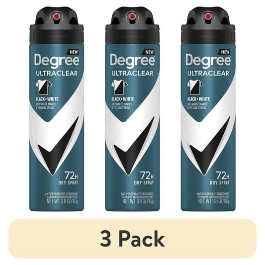 (3 pack) Degree Men Antiperspirant Deodorant Dry Spray 72 Hour Sweat & Odor Protection Black+White, 3.8 oz