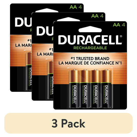 (3 pack) Duracell DX1500B4N Rechargeable Staycharged Nimh Batteries, Aa, 4/Pack