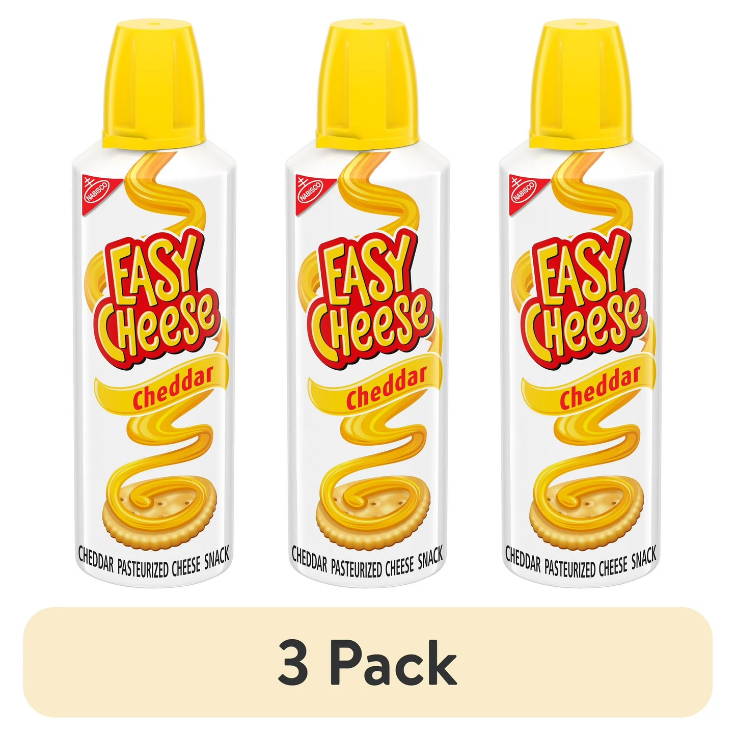 (3 pack) EASY CHEESE Cheddar Cheese Snack, 8 oz