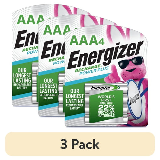 (3 pack) Energizer Rechargeable AAA Batteries (4 Pack) 800 mAh Triple A Batteries