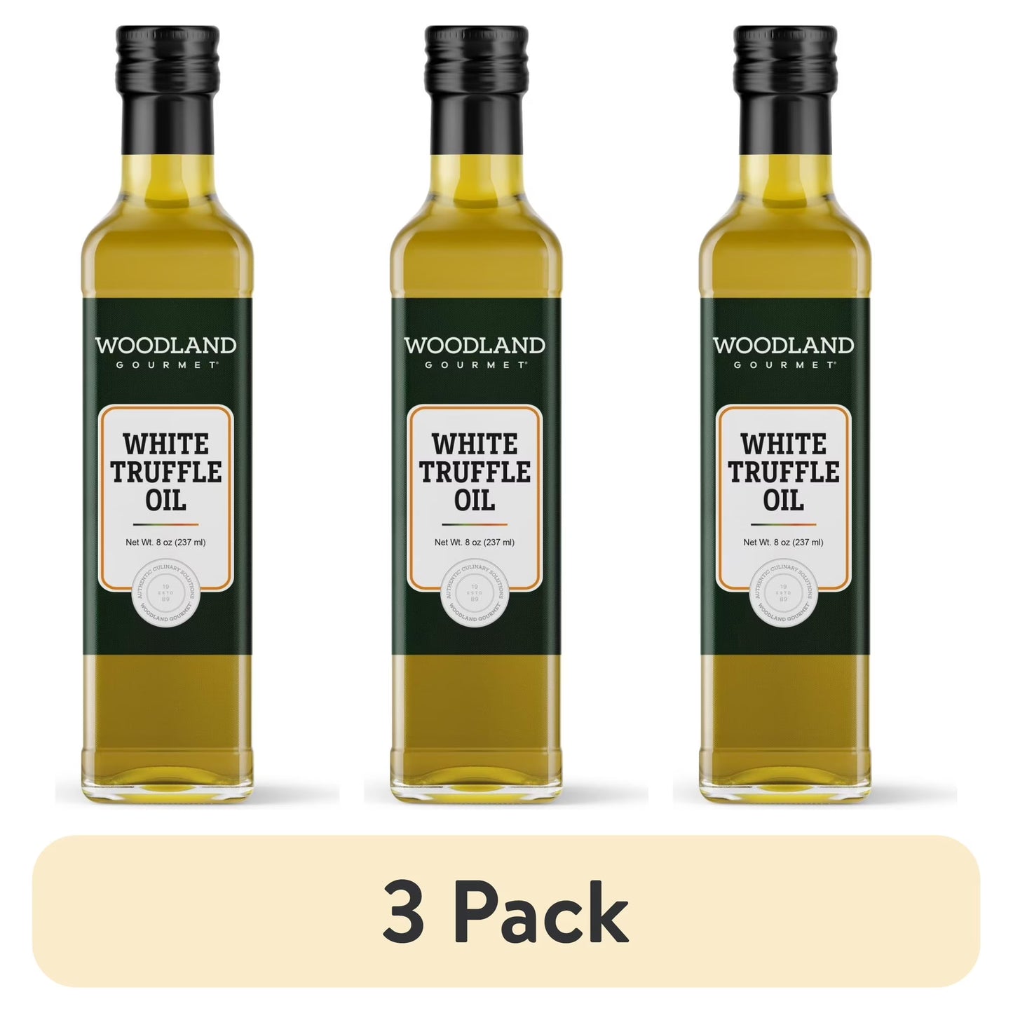 (3 pack) Woodland Gourmet White Truffle Oil Glass, 8oz