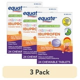 (3 pack) Equate Children's Pain Reliever/Fever Reducer Ibuprofen Chewable Tablets, Grape Flavor, 100 mg, 24 Count