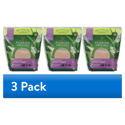 (3 pack) Florida Crystals Turbinado Cane Sugar, 5 lb Pouch
