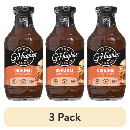 (3 pack) G Hughes Zero Sugar Original BBQ Sauce, 18 oz