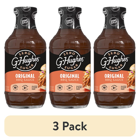 (3 pack) G Hughes Zero Sugar Original BBQ Sauce, 18 oz