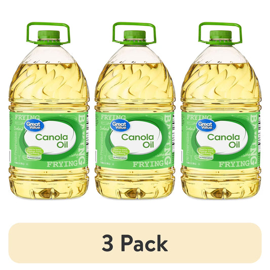 (3 pack) Great Value Canola Oil, Heart Healthy, High Smoke Point, 1 Gallon Bottle