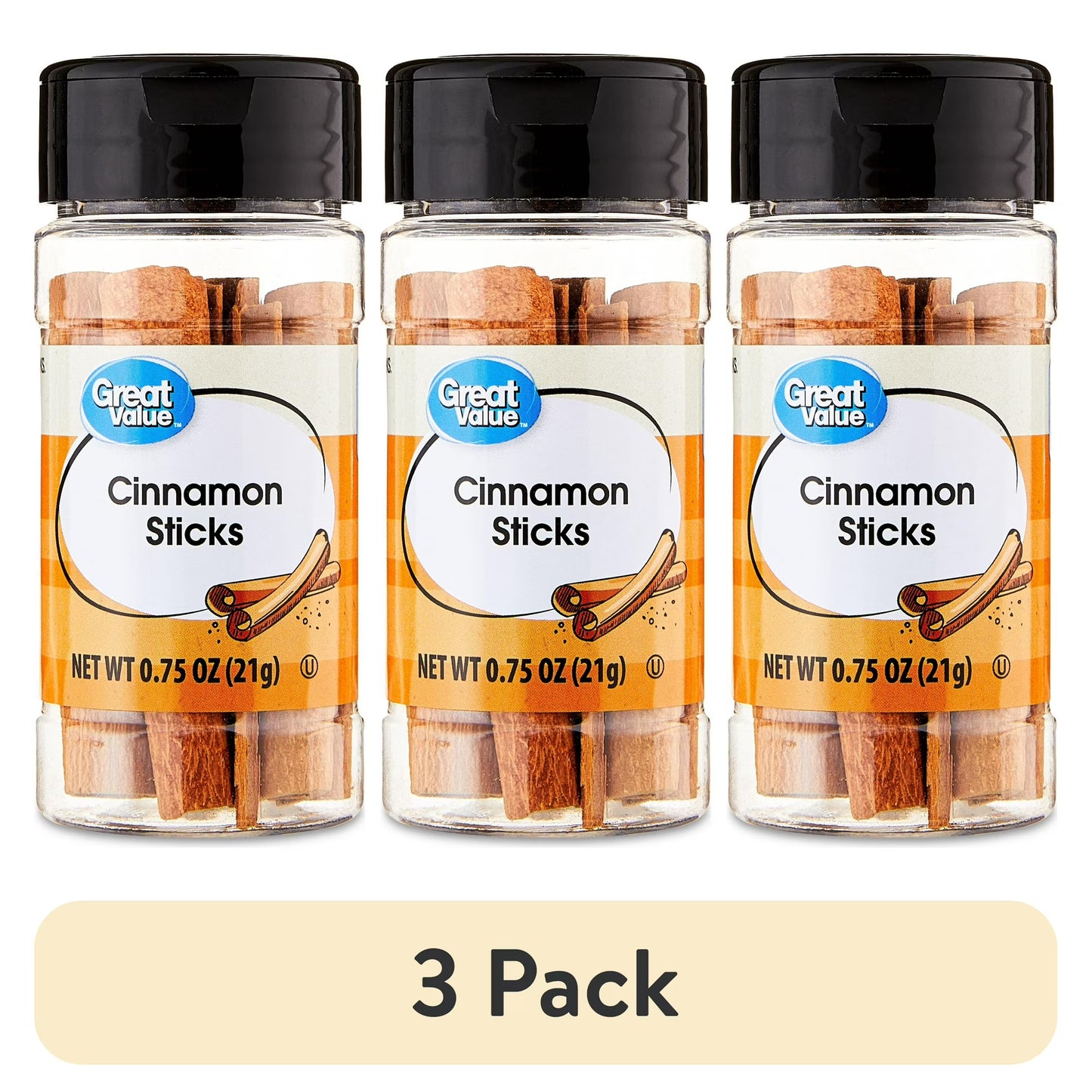(3 pack) Great Value Cinnamon Sticks, 0.75 oz