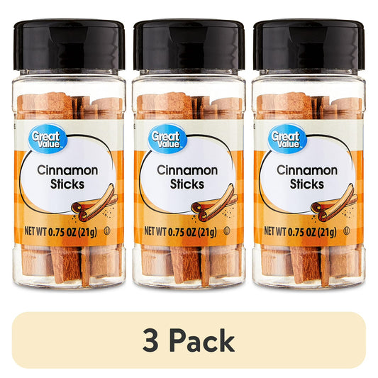(3 pack) Great Value Cinnamon Sticks, 0.75 oz