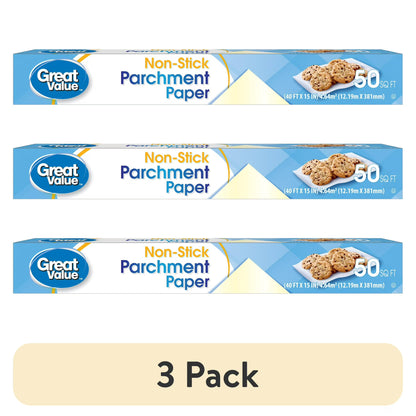 (3 pack) Great Value Non-Stick Parchment Paper, 50 Sq ft