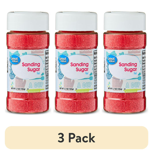 (3 pack) Great Value Red Sanding Sugar, 3.7 oz