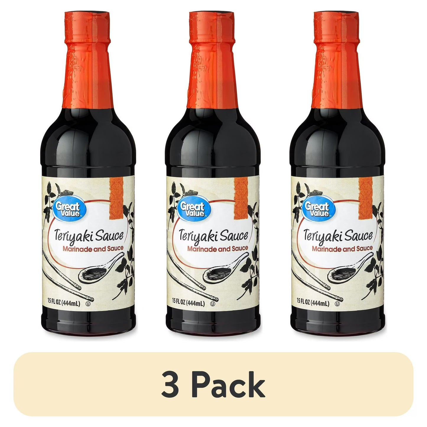 (3 pack) Great Value Teriyaki Sauce, 15 fl oz, 1 Count
