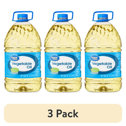 (3 pack) Great Value Vegetable Oil, Heart Healthy and Versatile, 1 Gallon Bottle