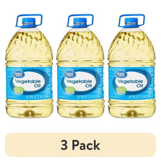 (3 pack) Great Value Vegetable Oil, Heart Healthy and Versatile, 1 Gallon Bottle