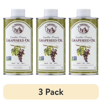(3 pack) La Tourangelle Expeller-Pressed Grapeseed Oil, 16.9 Fl oz