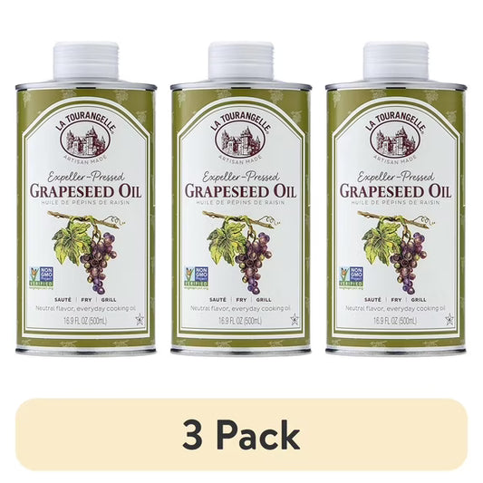 (3 pack) La Tourangelle Expeller-Pressed Grapeseed Oil, 16.9 Fl oz