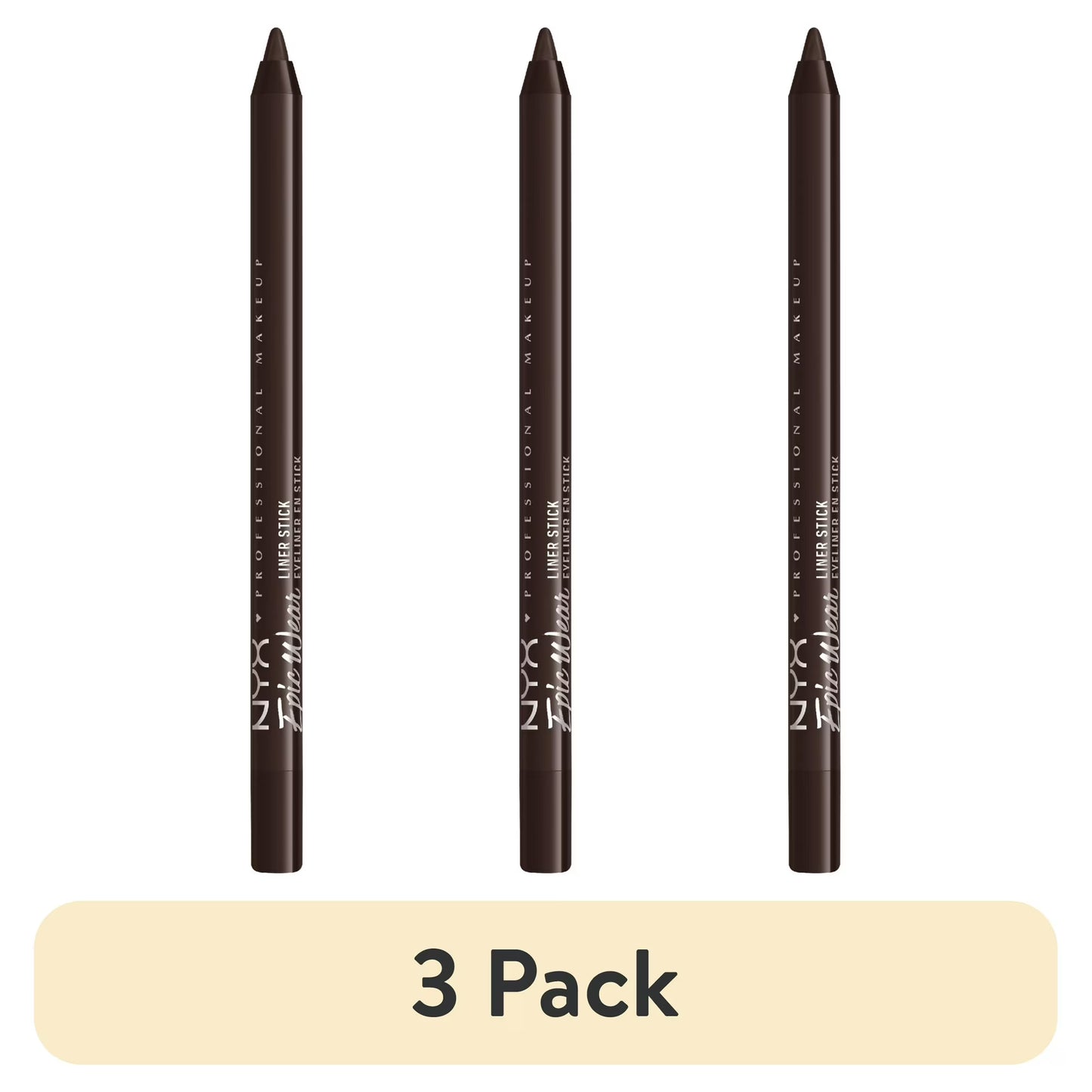 (3 pack) NYX Professional Makeup Epic Wear Liner Sticks, Long-Lasting Waterproof Eyeliner Pencil, Brown Shimmer, 1 Count