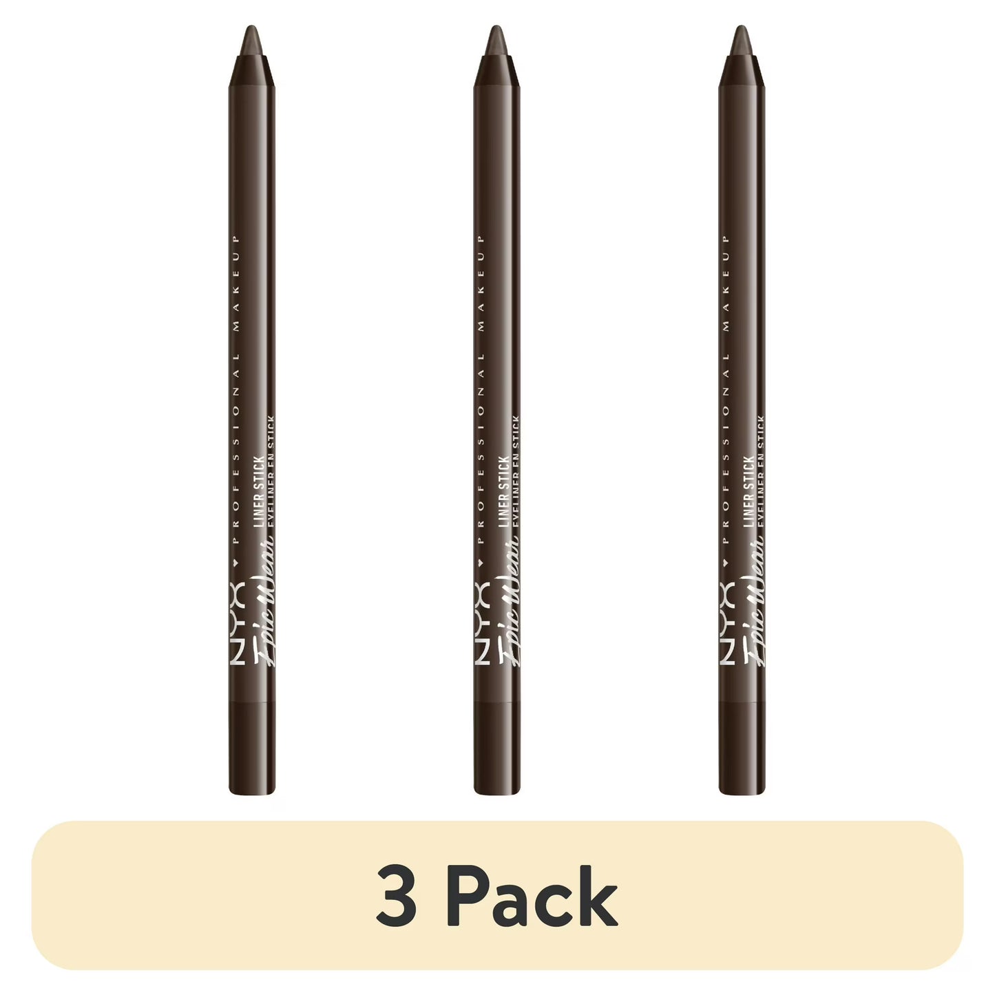 (3 pack) NYX Professional Makeup Epic Wear Liner Sticks, Long-Lasting Waterproof Eyeliner Pencil, Deepest Brown, 1 Count