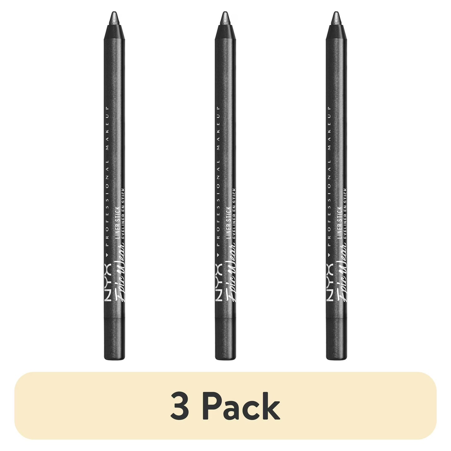 (3 pack) NYX Professional Makeup Epic Wear Liner Sticks, Long-Lasting Waterproof Eyeliner Pencil, Gunmetal Gaze, 1 Count