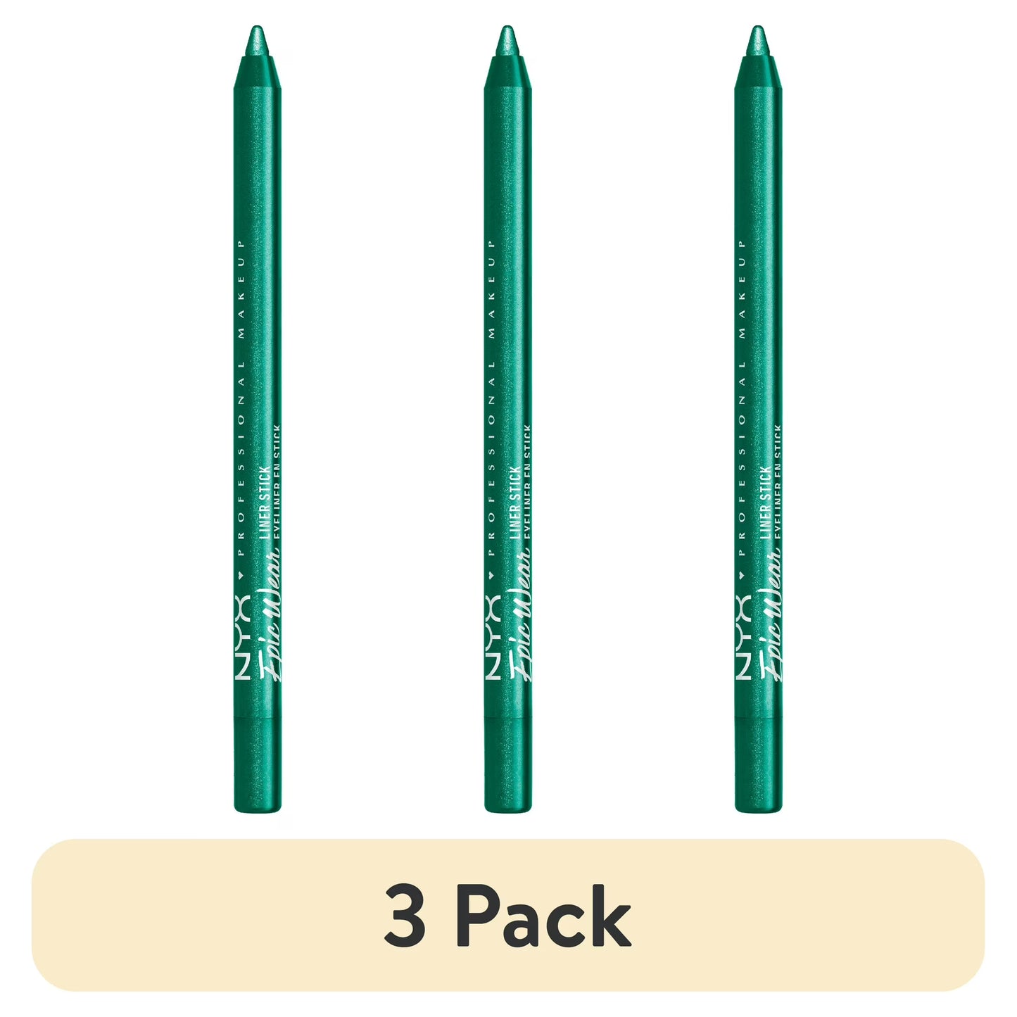 (3 pack) NYX Professional Makeup Epic Wear Liner Sticks, Long-Lasting Waterproof Eyeliner Pencil, Intense Teal, 1 Count