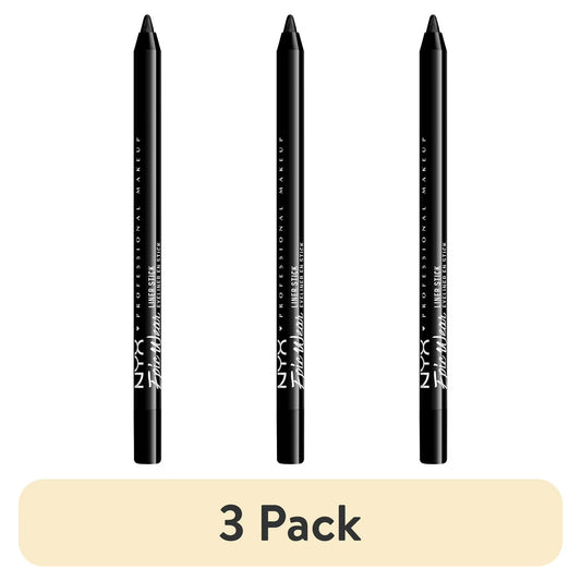 (3 pack) NYX Professional Makeup Epic Wear Liner Sticks, Long-Lasting Waterproof Eyeliner Pencil, Pitch Black, 1 Count