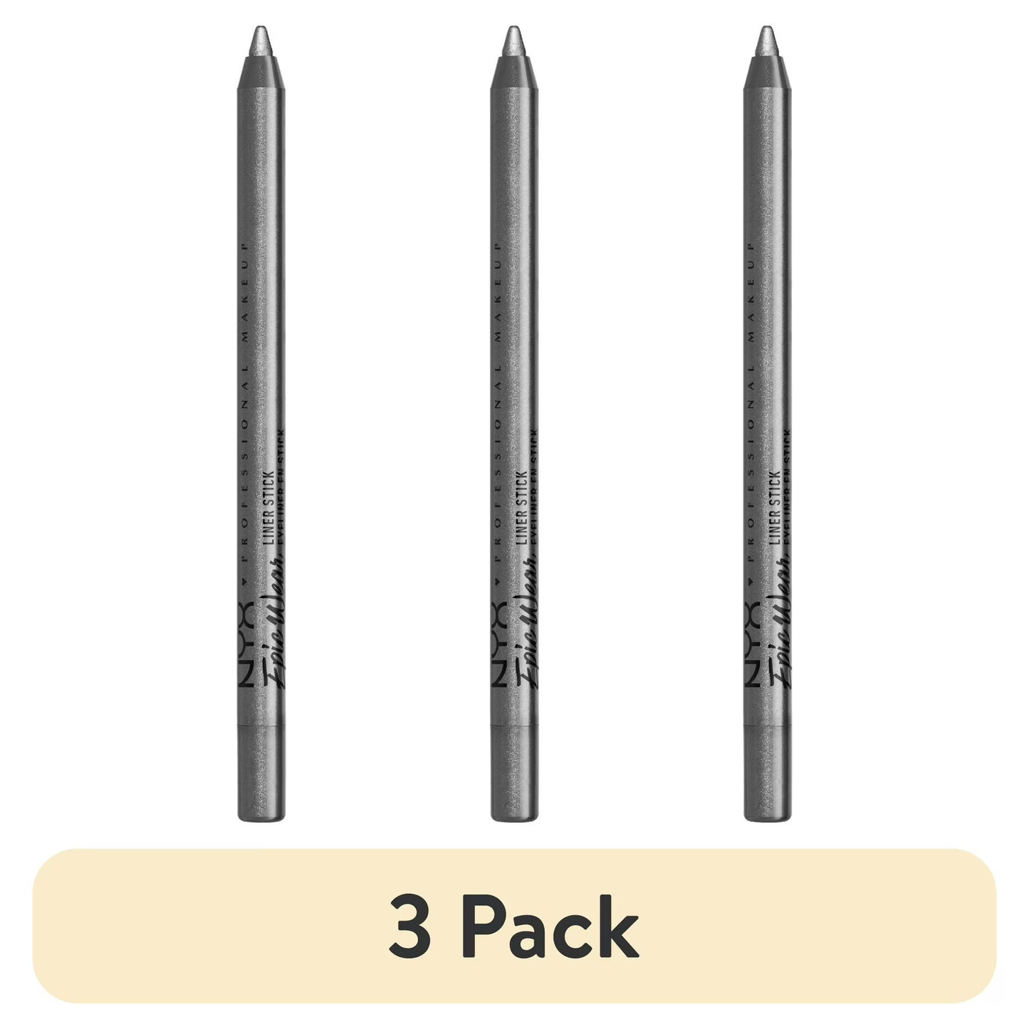 (3 pack) NYX Professional Makeup Epic Wear Liner Sticks, Long-Lasting Waterproof Eyeliner Pencil, Silver Lining, 1 Count