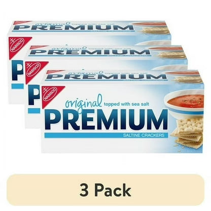 (3 pack) Premium Original Saltine Crackers, Lunch Snacks, 16 oz