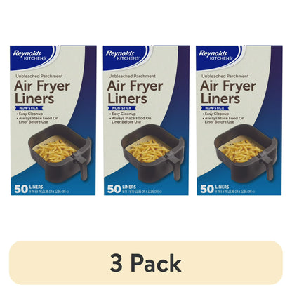 (3 pack) Reynolds Kitchens Parchment Paper Air Fryer Liners, 50 Count