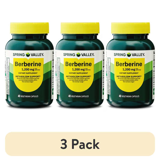 (3 pack) Spring Valley Berberine Metabolism Support Dietary Supplement, 1200 mg, 40 Count