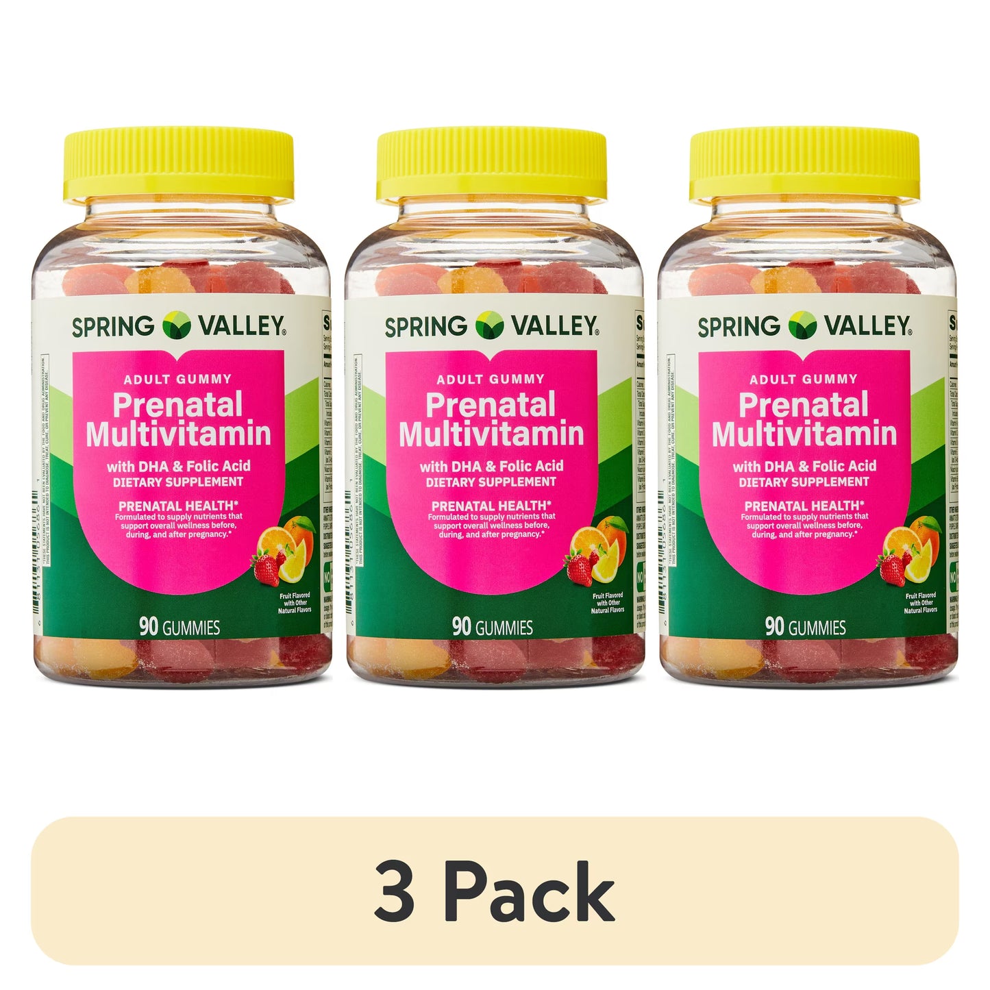 (3 pack) Spring Valley Prenatal Multivitamin Gummies with DHA and Folic Acid, 90 Count