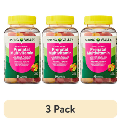 (3 pack) Spring Valley Prenatal Multivitamin Gummies with DHA and Folic Acid, 90 Count