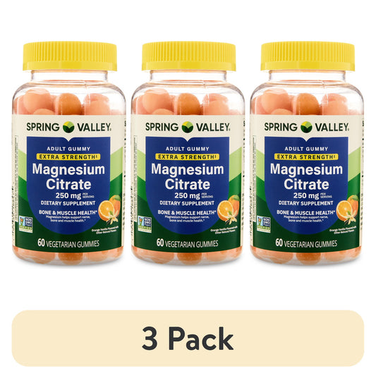 (3 pack) Spring Valley Extra Strength Magnesium Bone and Muscle Health Support Gummies, 250mg, 60 Count
