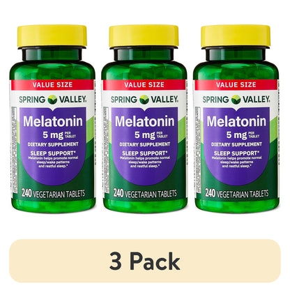 (3 pack) Spring Valley Melatonin Tablets Sleep Support Dietary Supplement Value Size, 5 mg, 240 Count