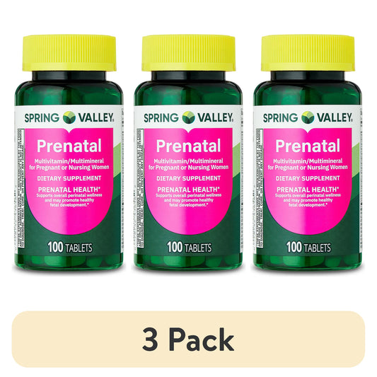 (3 pack) Spring Valley Prenatal Multivitamin/Multimineral for Pregnant and Nursing Women Dietary Supplement Tablets, 100 Count