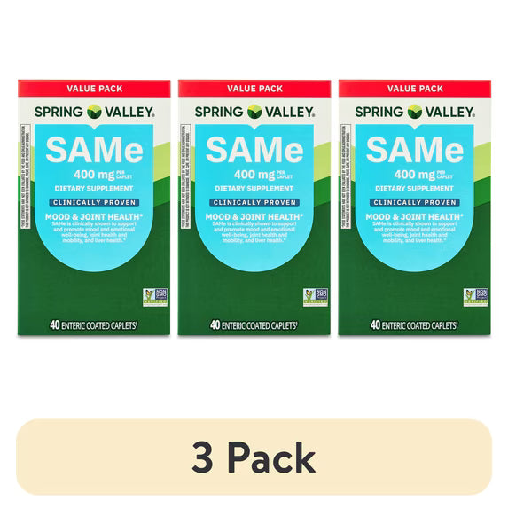 (3 pack) Spring Valley SAMe Dietary Supplement Value Pack, 400 mg, 40 Count