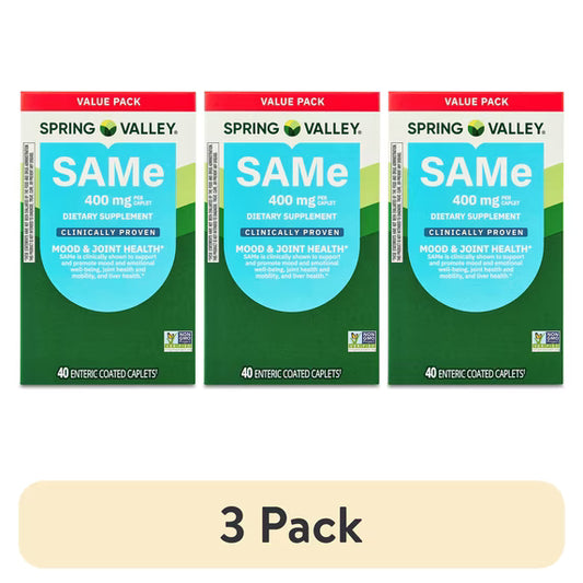 (3 pack) Spring Valley SAMe Dietary Supplement Value Pack, 400 mg, 40 Count