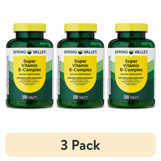 (3 pack) Spring Valley Super Vitamin B-Complex, 250 Count, Dietary Supplement Tablets for Metabolism Support