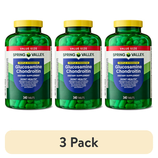 (3 pack) Spring Valley Triple Strength Glucosamine Chondroitin Tablets Dietary Supplement Value Size, 340 Count