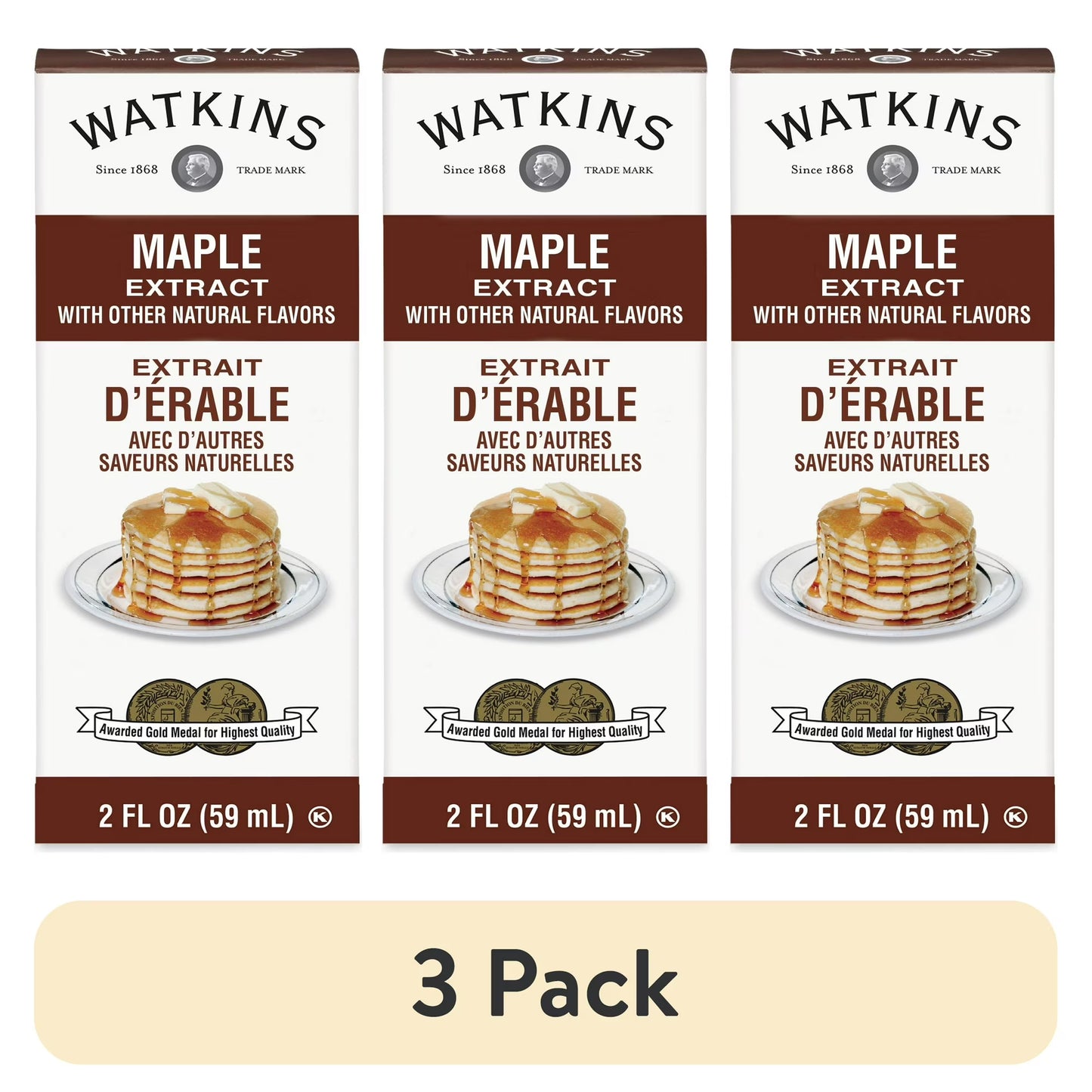 (3 pack) Watkins Maple Extract with Other Natural Flavors, 2 fl oz (Plastic container)